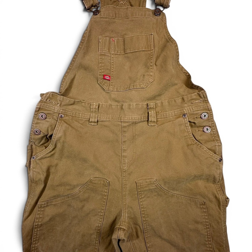 Dickies Overalls Mens 30x30 Brown Duck Canvas Double Knee Bib Workwear Dungarees - Picture 3 of 12